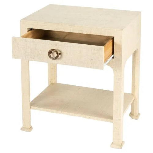 Kos 1-Drawer Raffia Nightstand