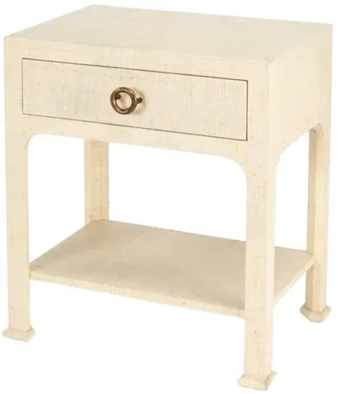 Kos 1-Drawer Raffia Nightstand - Natural