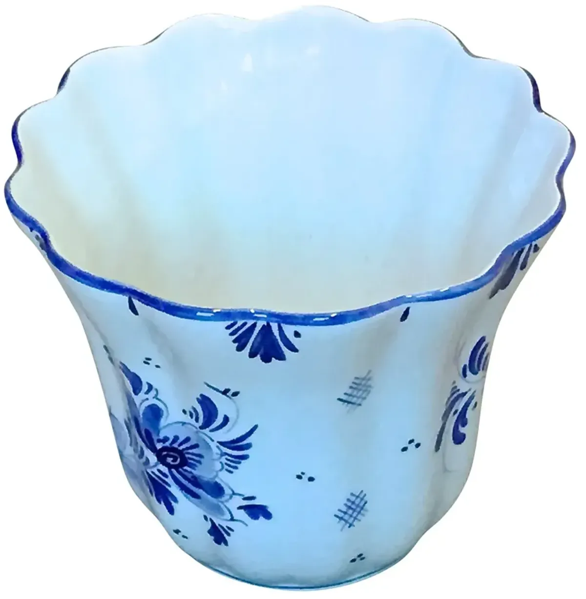 Ceramic Floral Delft Cachepot - Vermilion Designs - Blue