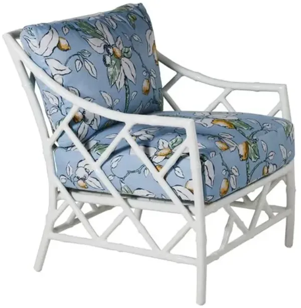 Kit Outdoor Lounge Chair - White/Lemons Sunbrella