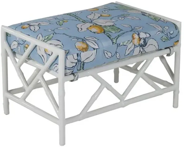 Kit Outdoor Ottoman - White/Lemons - Blue