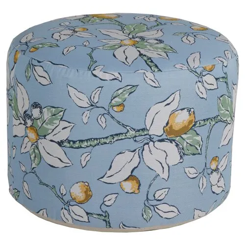 Kit Round Outdoor Pouf - Lemons - Blue