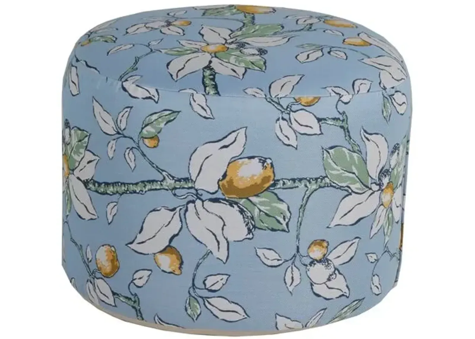 Kit Round Outdoor Pouf - Lemons - Blue