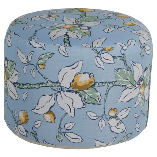 Kit Round Outdoor Pouf - Lemons - Blue