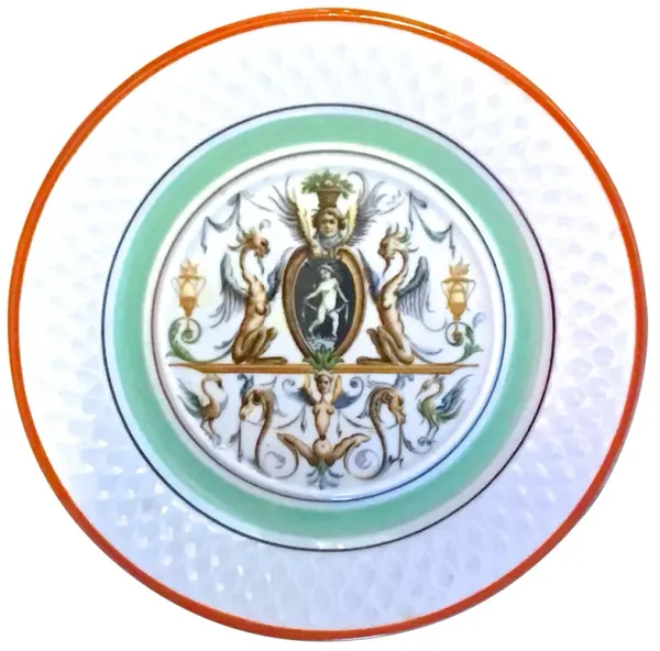 Italian Mythical Theme Porcelain Plate - Vermilion Designs - White
