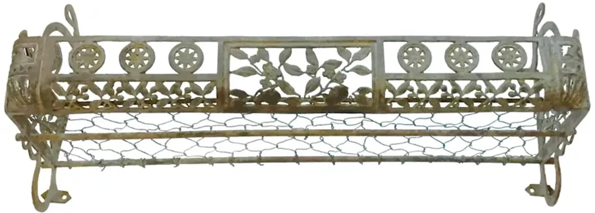 Wrought Iron - Wire - & Leaf Wall Shelf - Vermilion Designs - gray