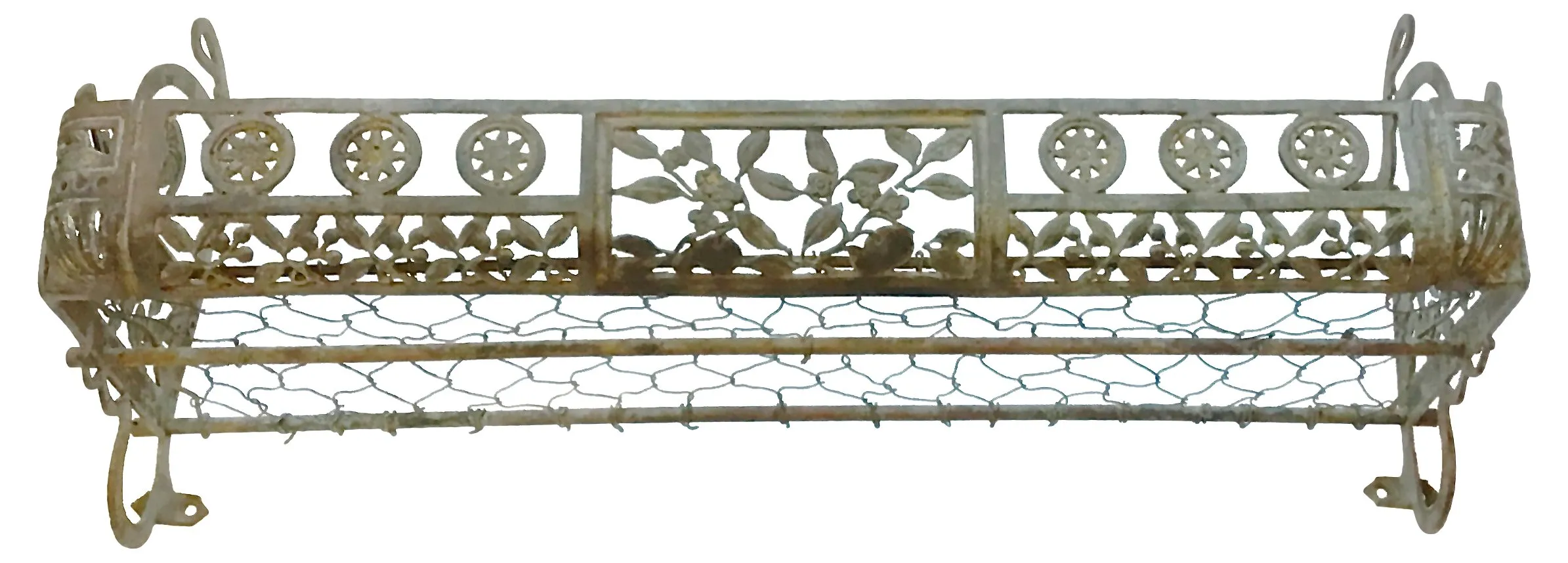 Wrought Iron - Wire - & Leaf Wall Shelf - Vermilion Designs - gray