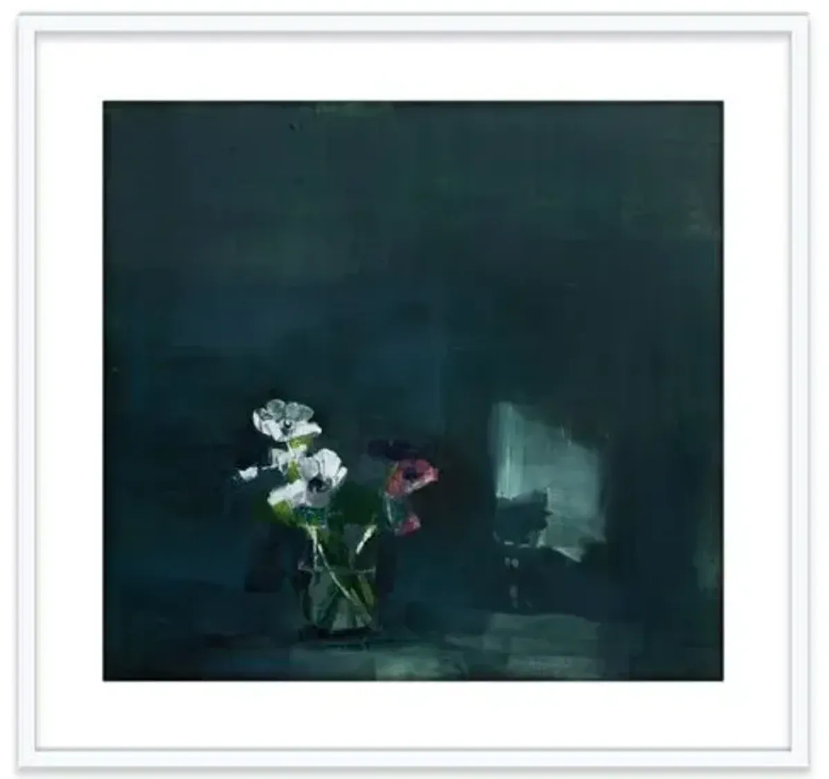 Susan Ashworth - Anemones On Blue Painting - Green