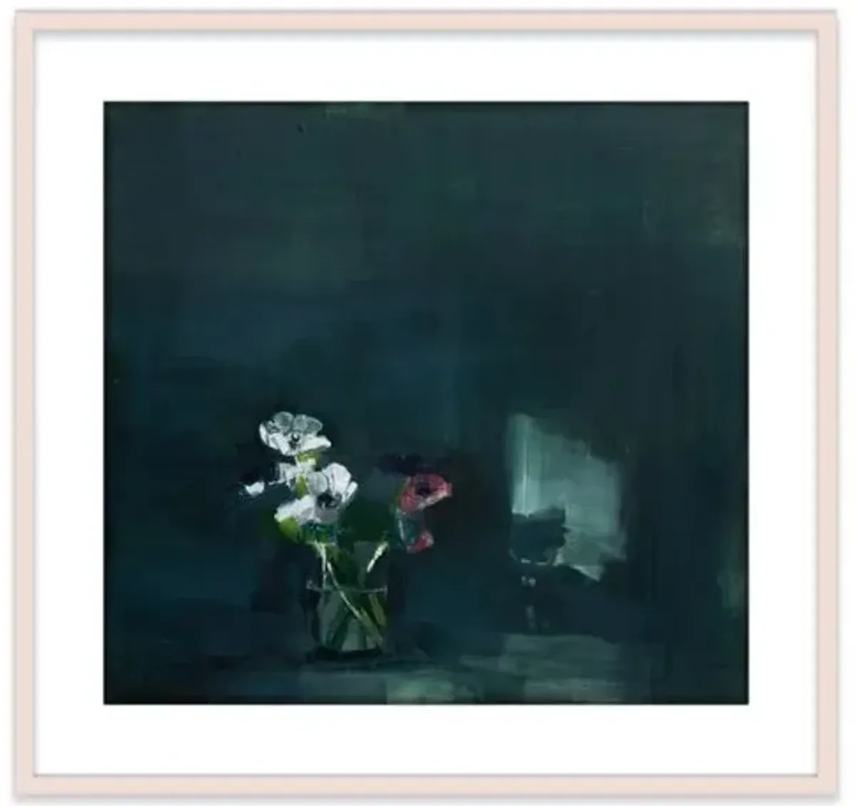 Susan Ashworth - Anemones On Blue Painting - Green