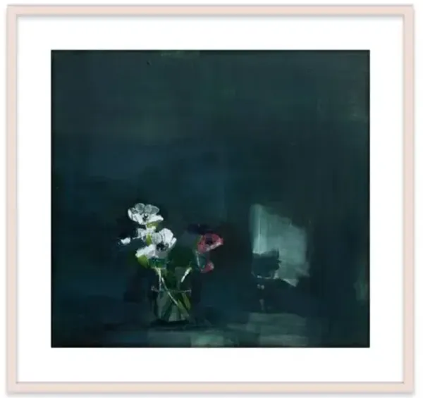 Susan Ashworth - Anemones On Blue Painting - Green