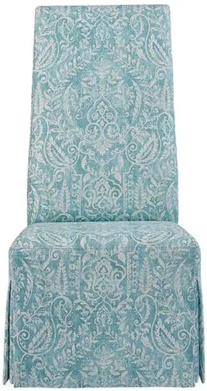 Royale Side Chair - Aqua/Ivory Linen - Lillian August - Blue