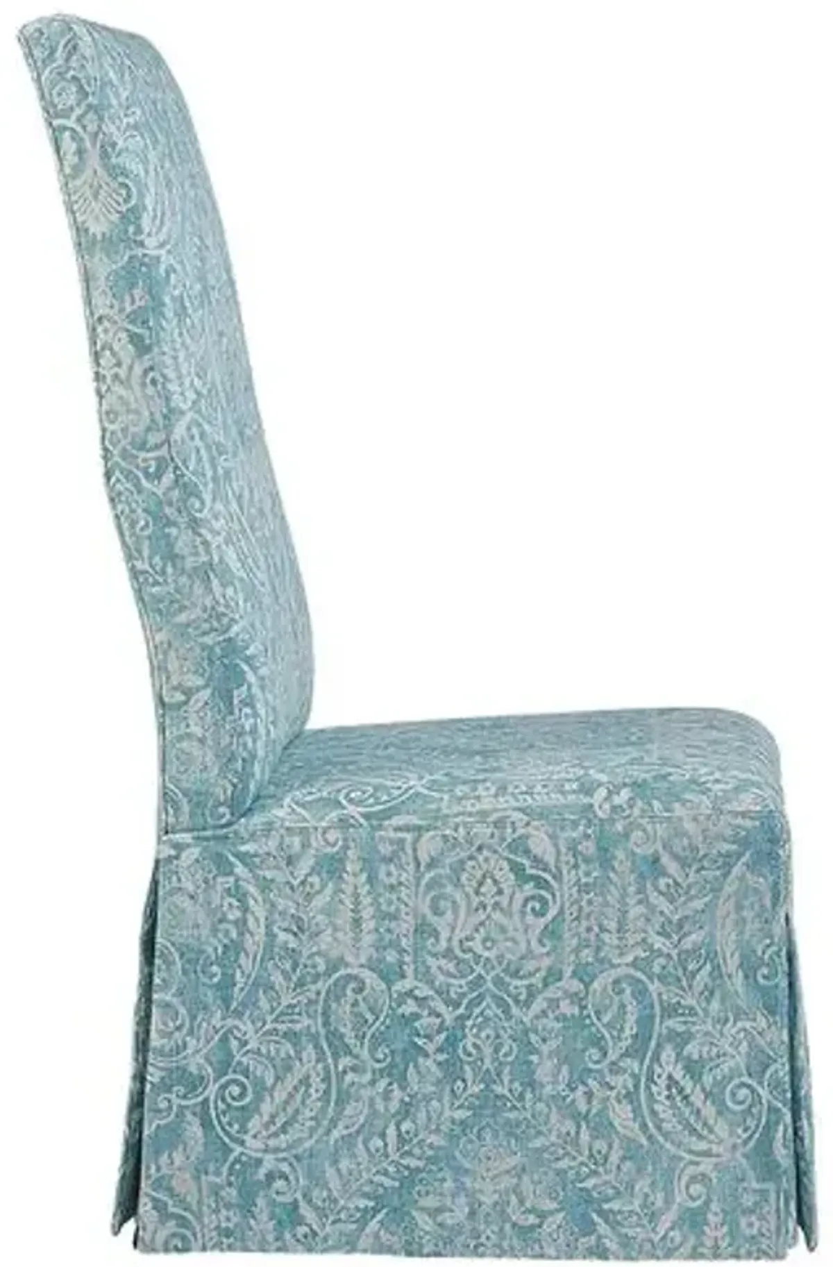 Royale Side Chair - Aqua/Ivory Linen - Lillian August - Blue