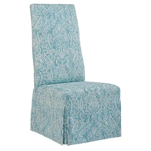 Royale Side Chair - Aqua/Ivory Linen - Lillian August - Blue