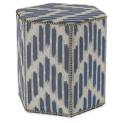 Oscar Ottoman - Blue/Cream - Lillian August