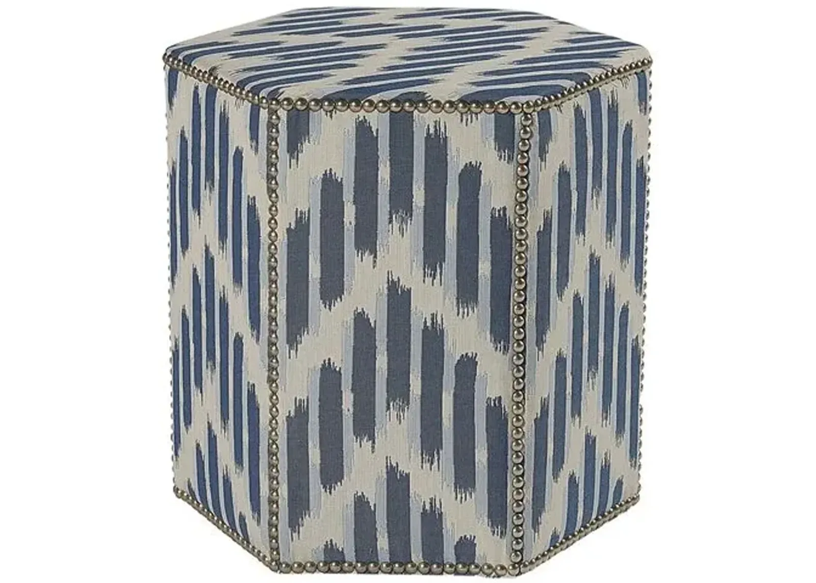 Oscar Ottoman - Blue/Cream - Lillian August