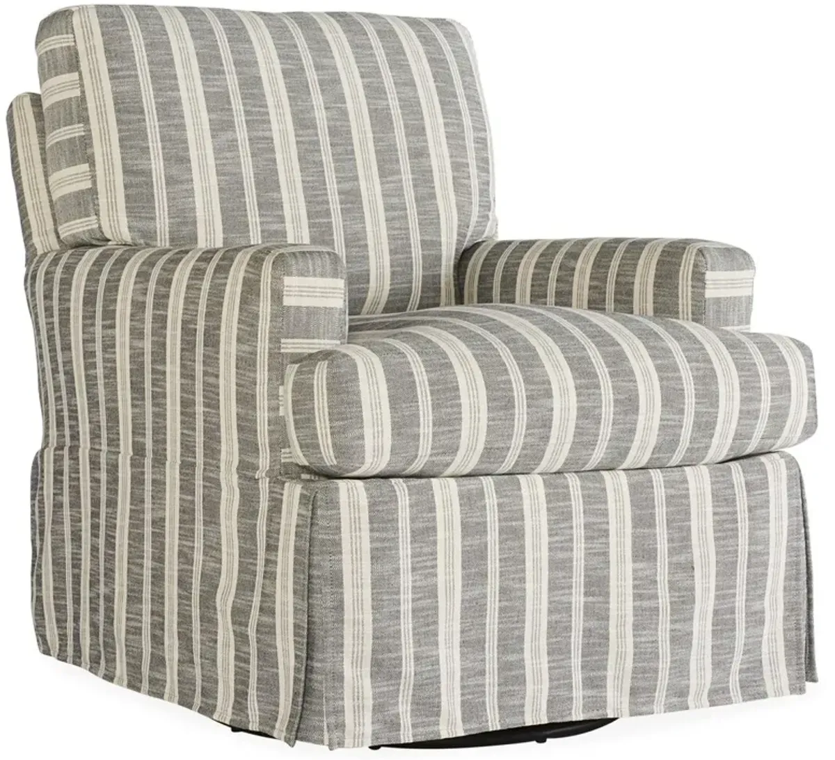 Sadie Slipcover Swivel Chair, Midnight Stripe