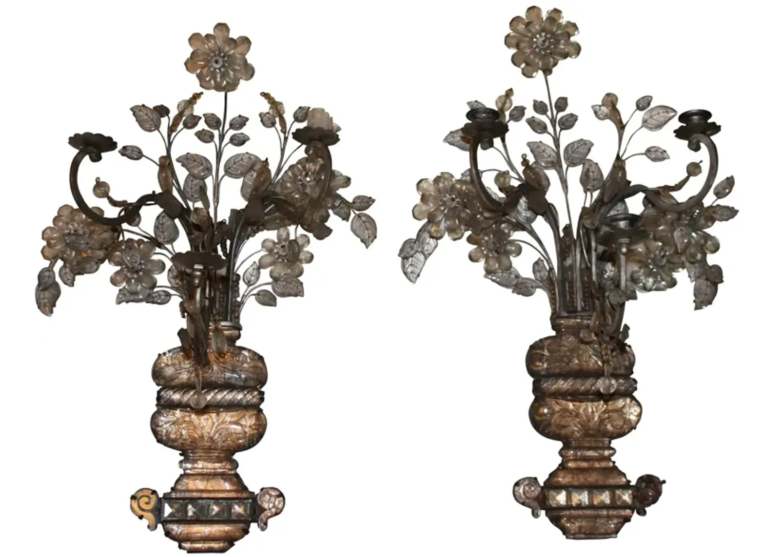 19th-C. Bagu s Rock Crystal Outdoor Sconces - Set of 2 - Something Vintage - Silver