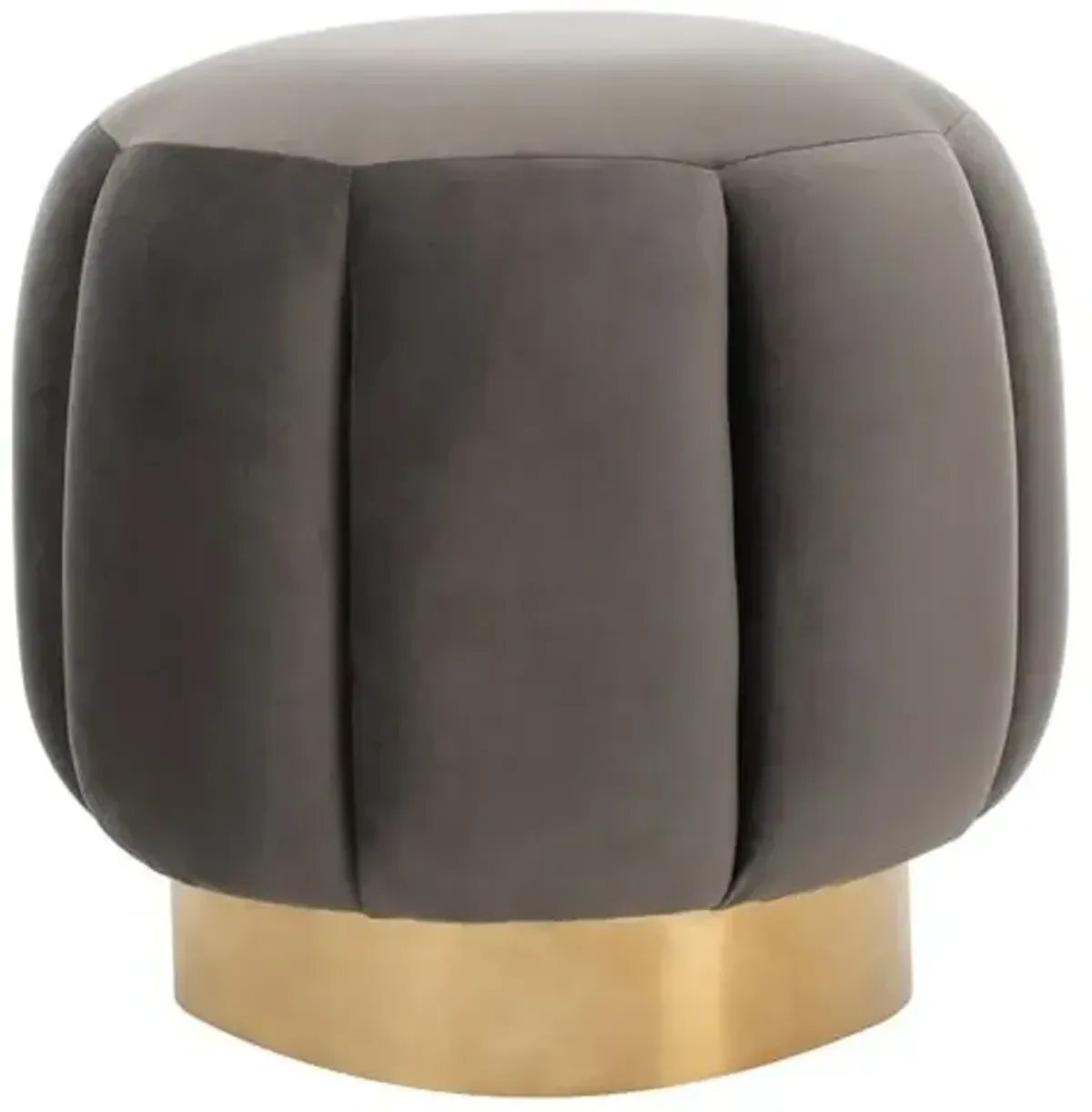 Jara Velvet Ottoman - Gray