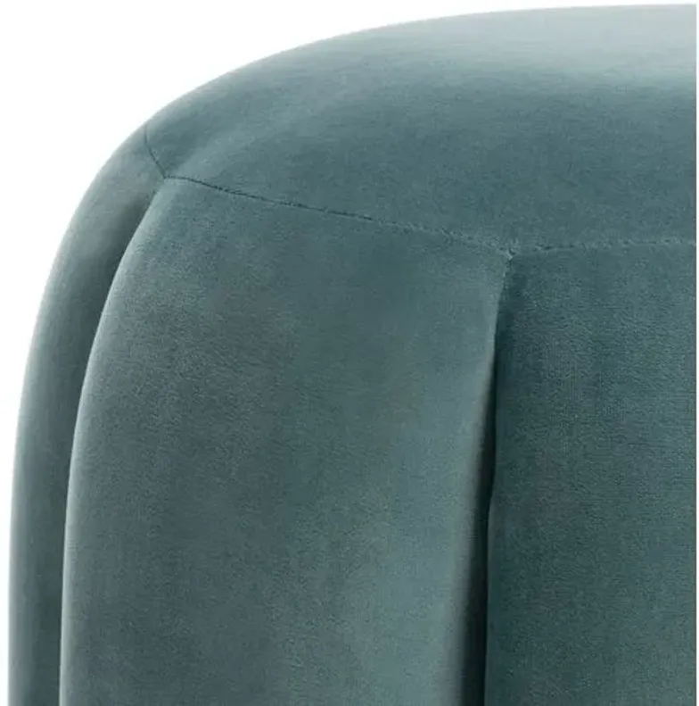 Jara Ottoman - Seafoam Velvet - Blue