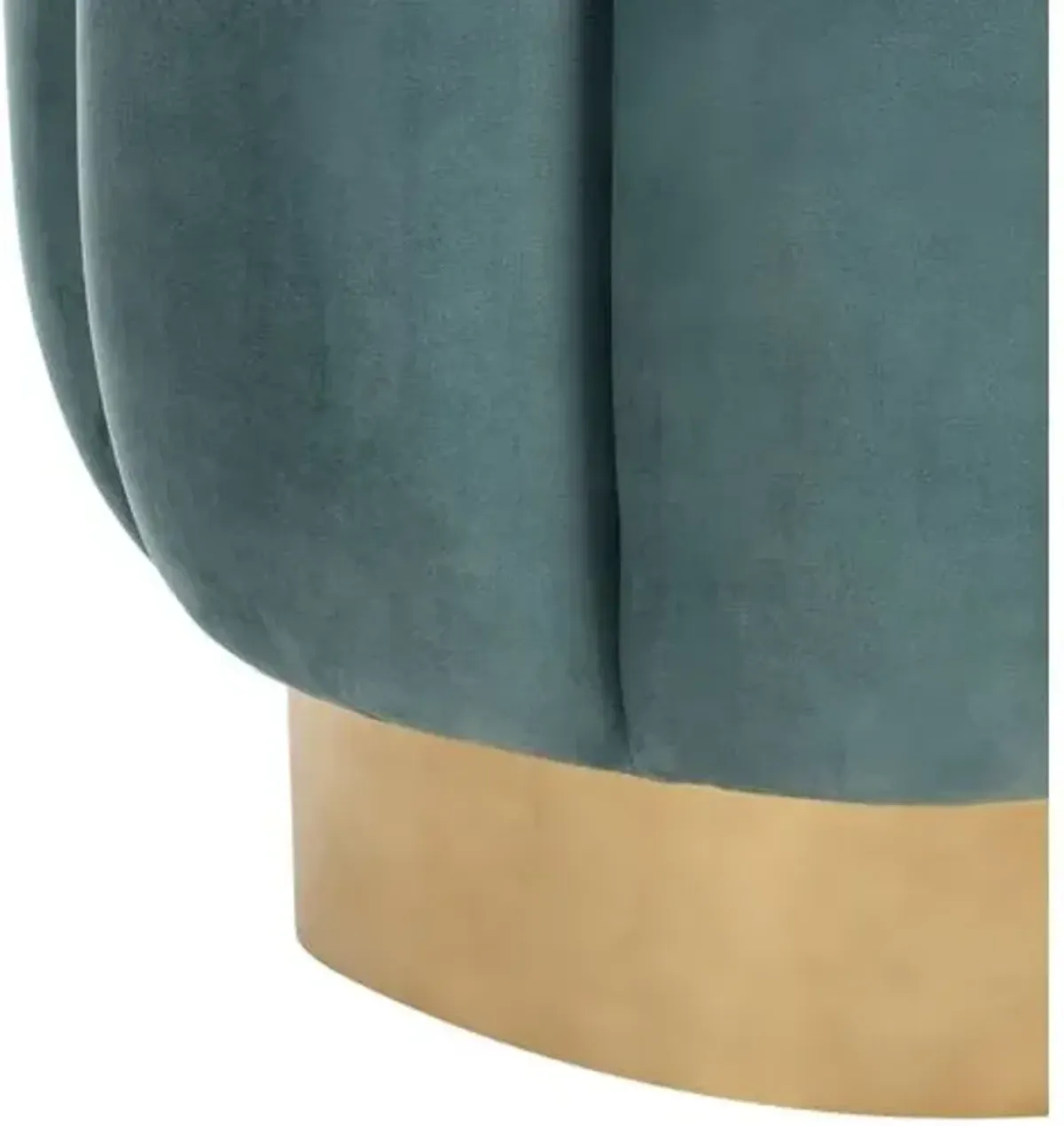 Jara Ottoman - Seafoam Velvet - Blue