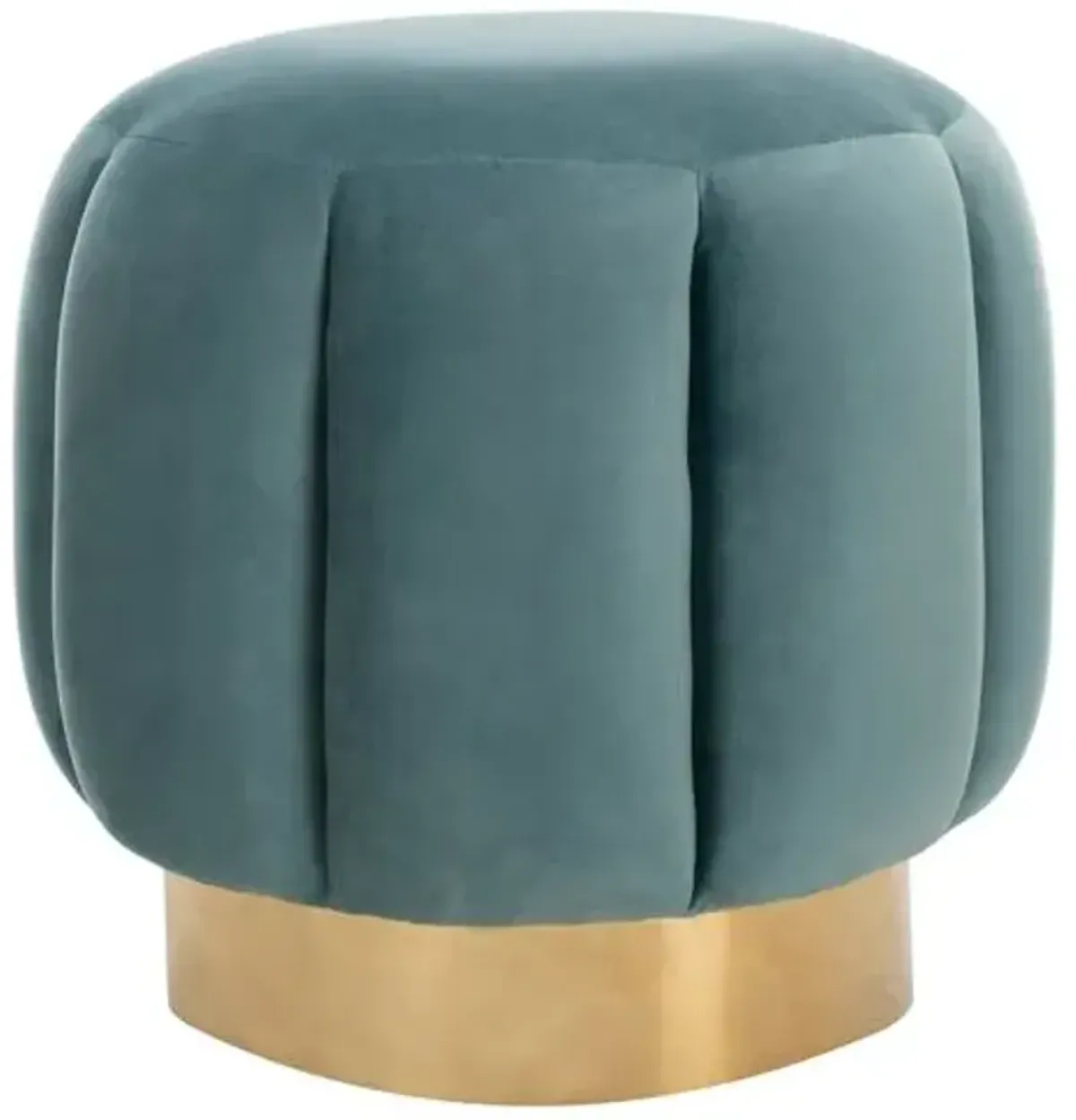 Jara Ottoman - Seafoam Velvet - Blue