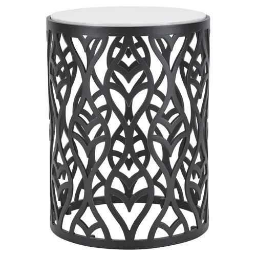 Hemingway Plantation Round Outdoor Side Table - Black - Lane Venture - White