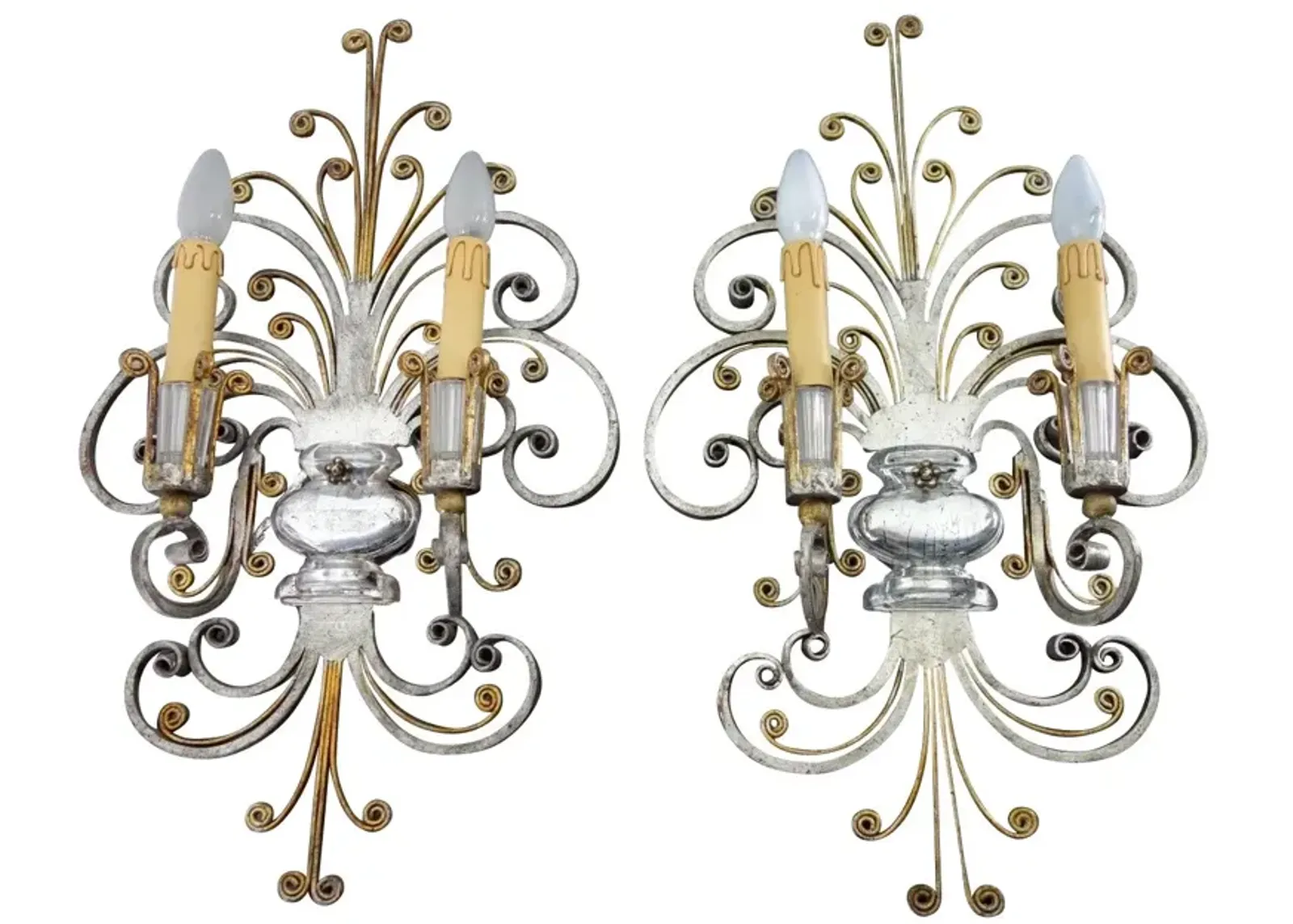 French Deco Maison Baguès Sconces - Set of 2 - Something Vintage - Silver