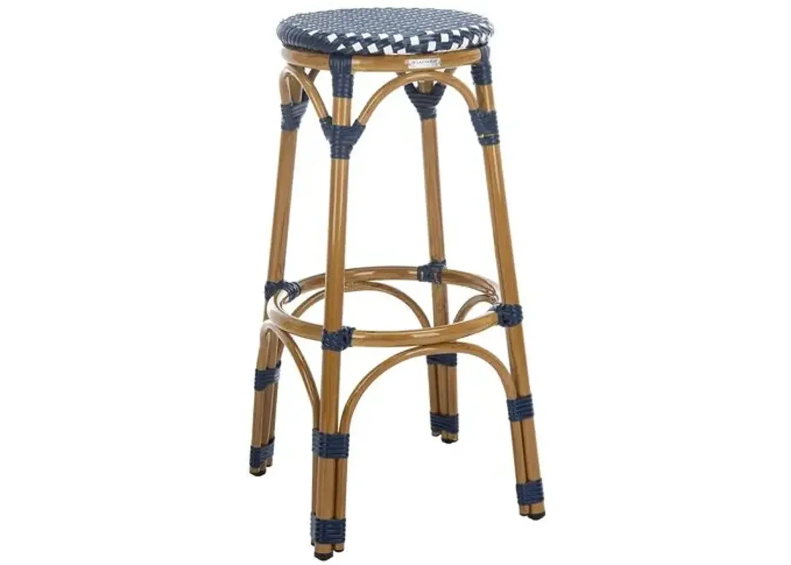 Odeon Outdoor Stool - Navy/White/Light Brown - Blue