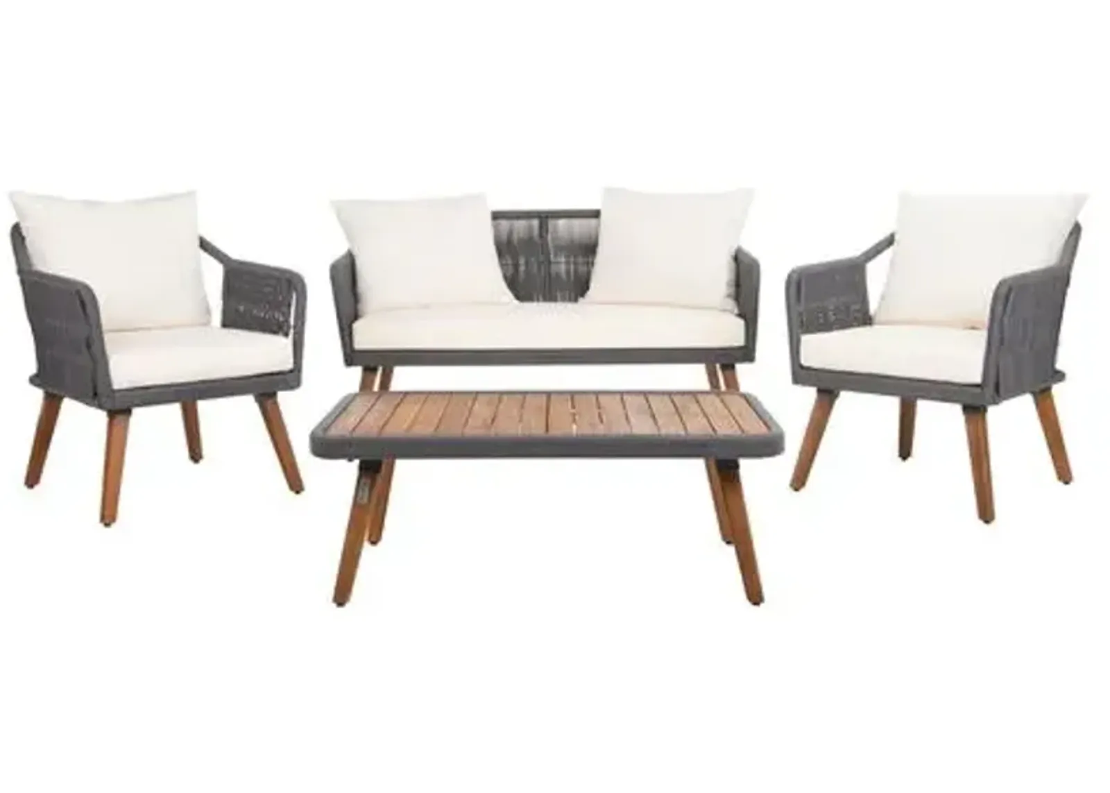 Aldric 4-Pc 4-Pc Outdoor Lounge Set - Gray/Natural - White