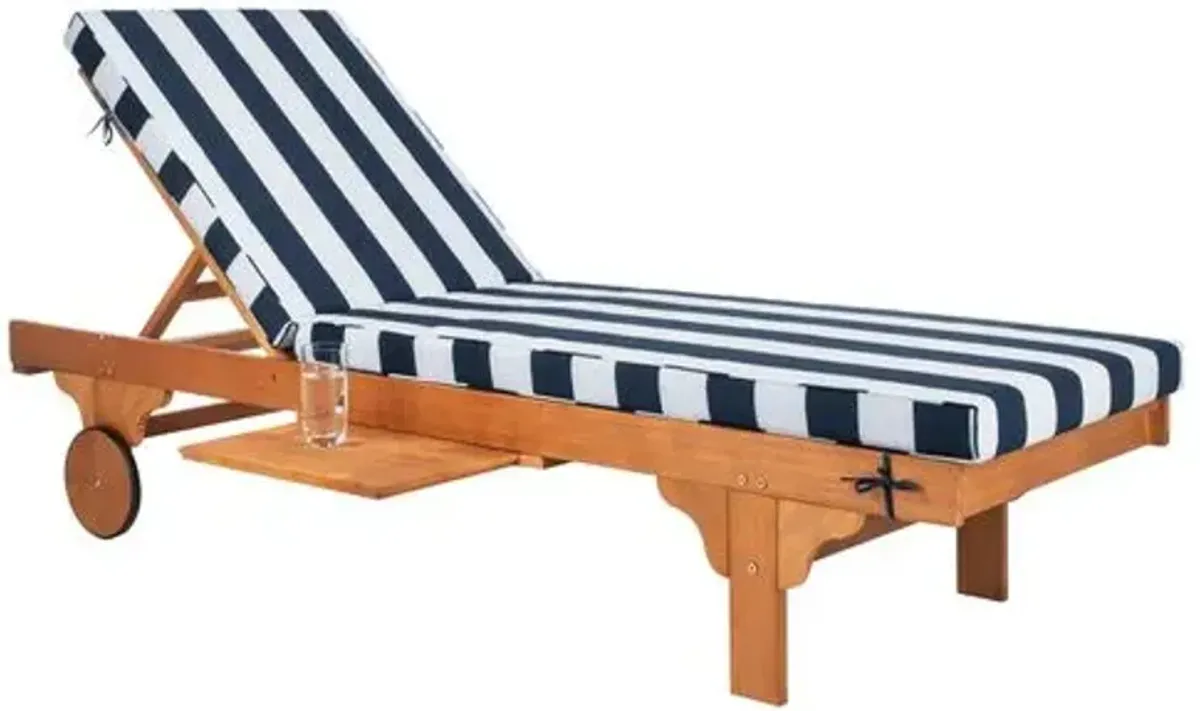 Siesta Eucalyptus Striped Outdoor Chaise - Blue - Comfortable, Sturdy, Stylish, Weatherproof, Weatherproof