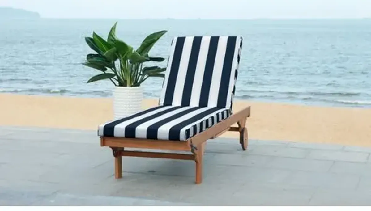 Siesta Eucalyptus Striped Outdoor Chaise - Blue - Comfortable, Sturdy, Stylish, Weatherproof, Weatherproof