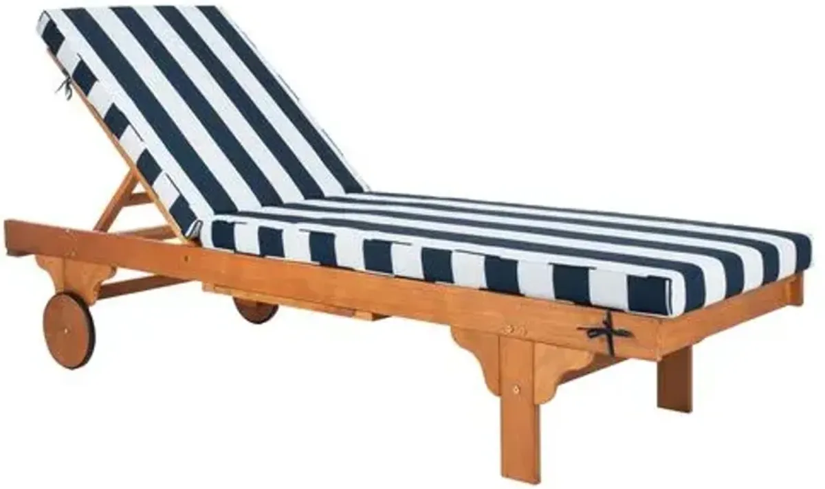 Siesta Eucalyptus Striped Outdoor Chaise - Blue - Comfortable, Sturdy, Stylish, Weatherproof, Weatherproof