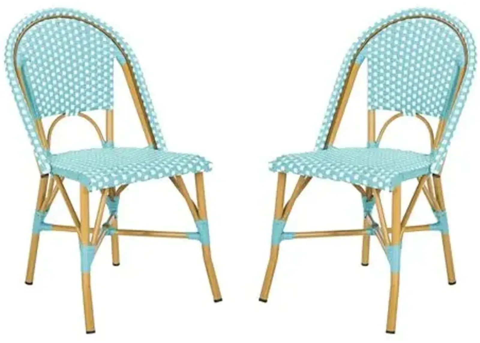 Set of 2 Odeon Stackable Outdoor Side Chairs - Teal/White - Blue