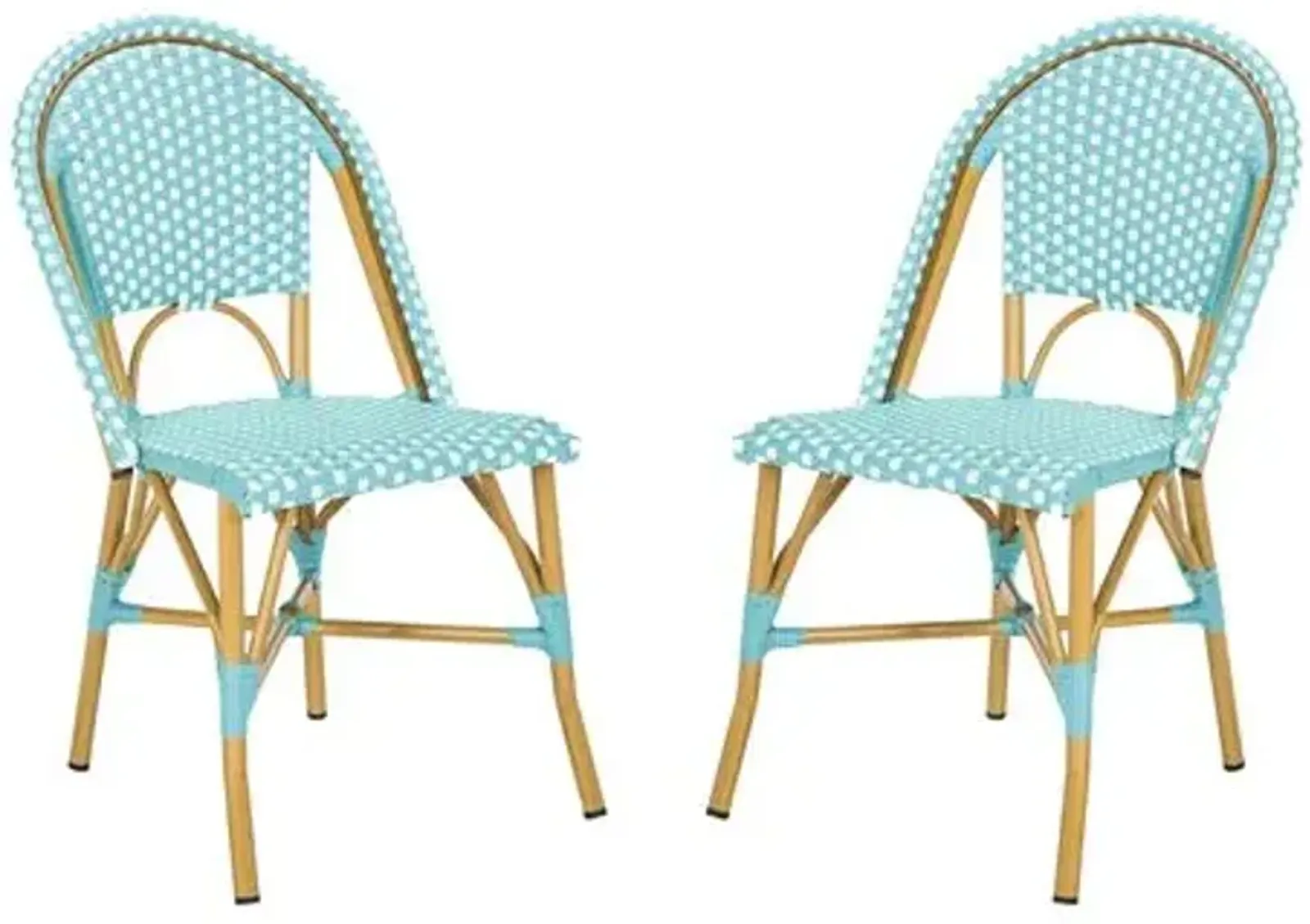 Set of 2 Odeon Stackable Outdoor Side Chairs - Teal/White - Blue