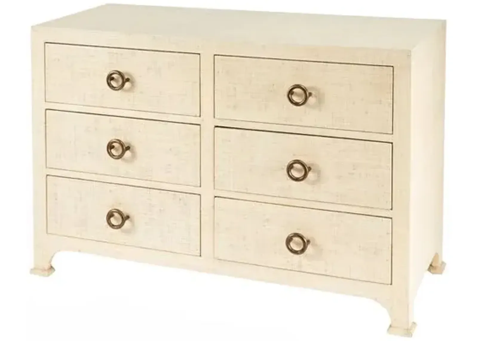 Kos 6-Drawer Raffia Dresser - Beige