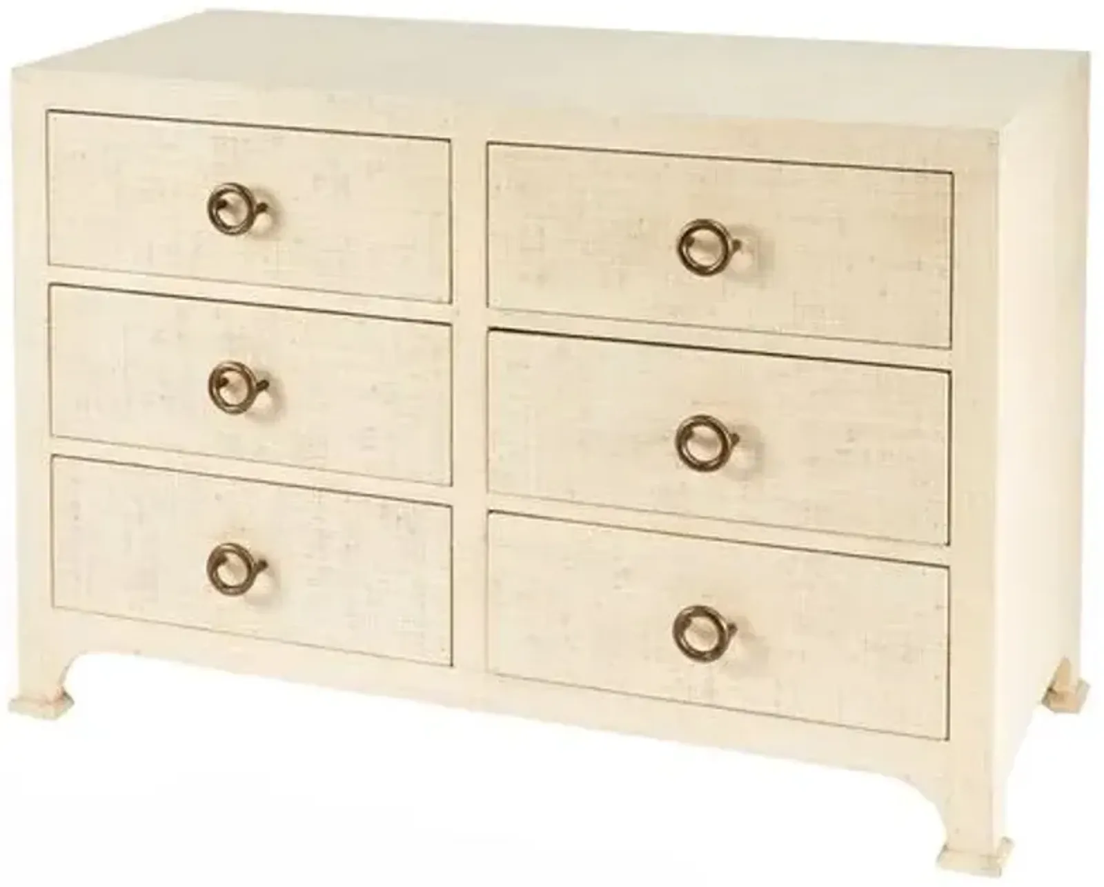 Kos 6-Drawer Raffia Dresser - Beige