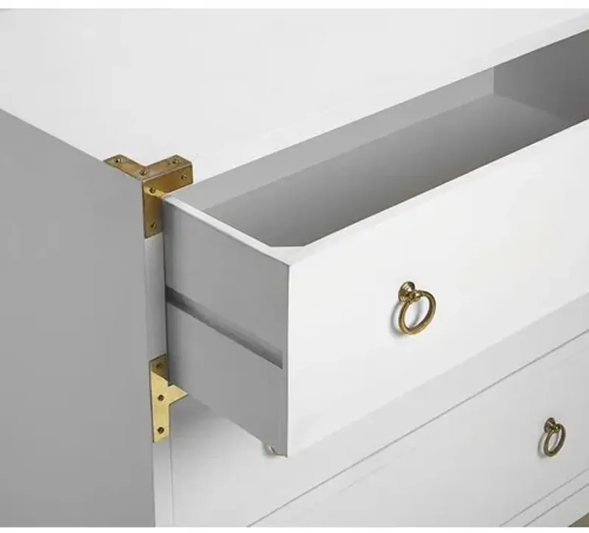 Lena Campaign Dresser - White/Brass