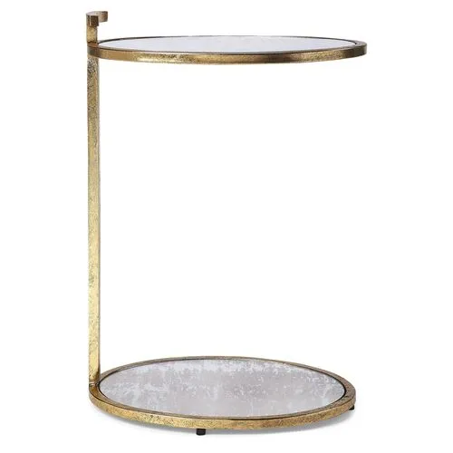 Fairlawn Side Table - Antiqued Brass - Gold