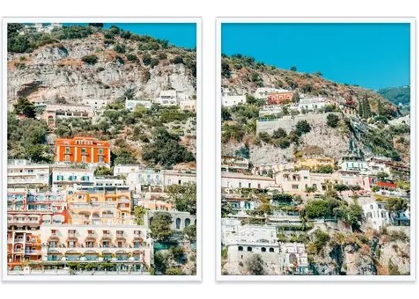 Natalie Obradovich - Positano from the Sea Diptych - Blue