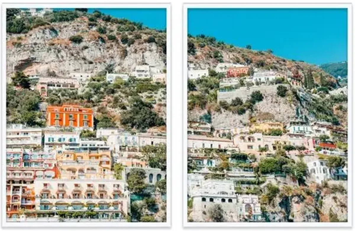 Natalie Obradovich - Positano from the Sea Diptych - Blue