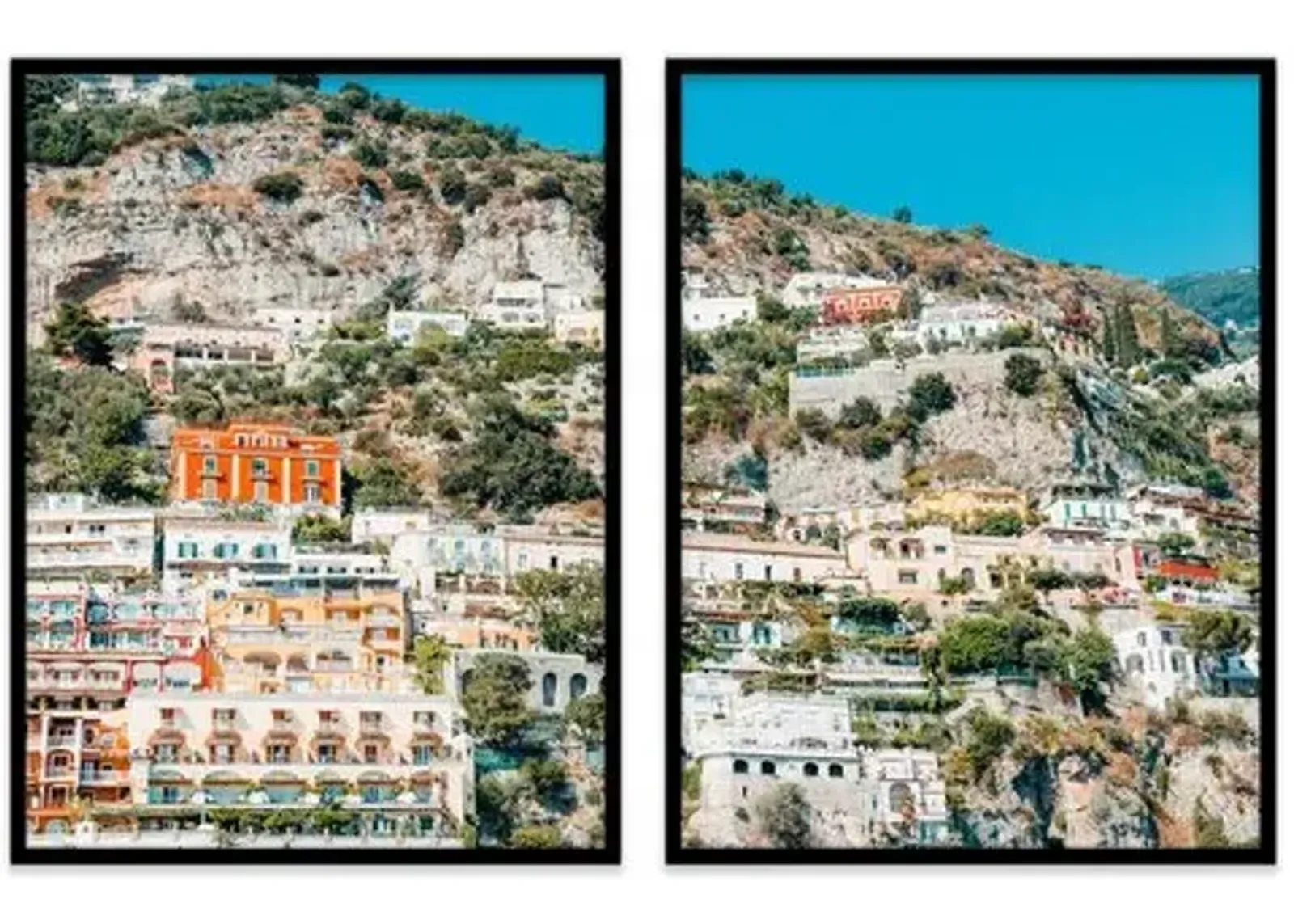 Natalie Obradovich - Positano from the Sea Diptych - Blue