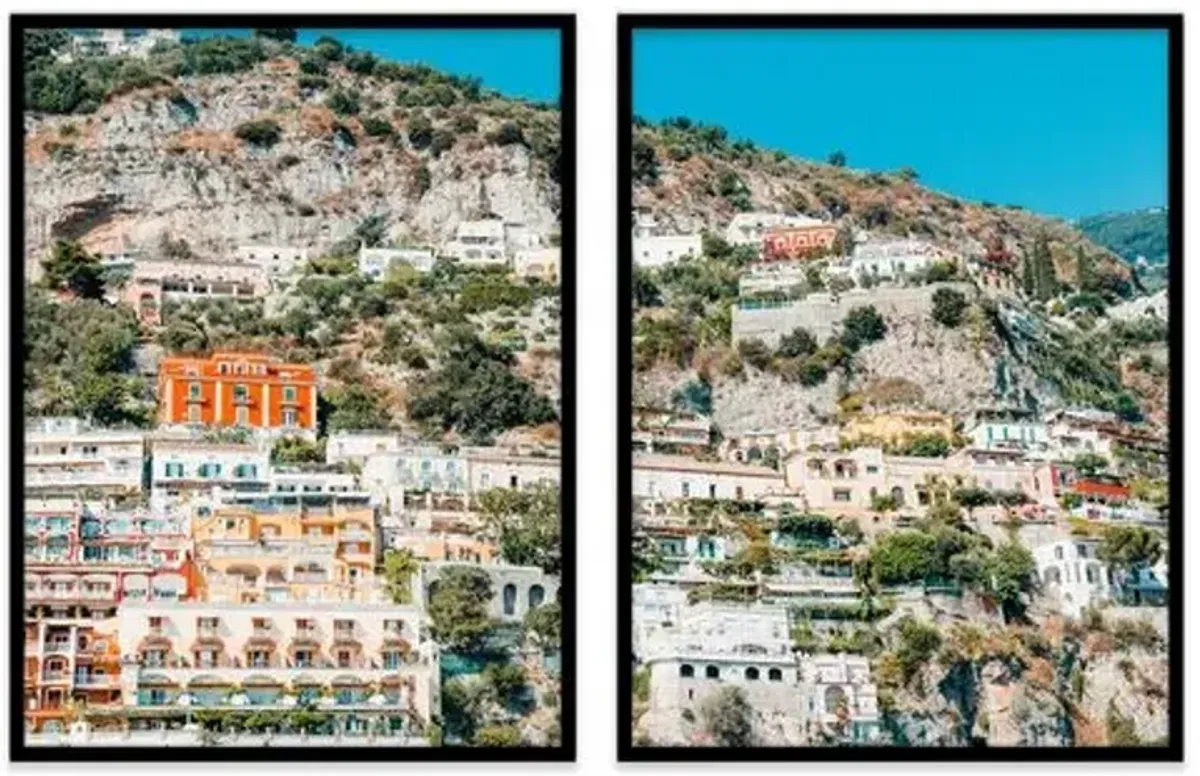 Natalie Obradovich - Positano from the Sea Diptych - Blue