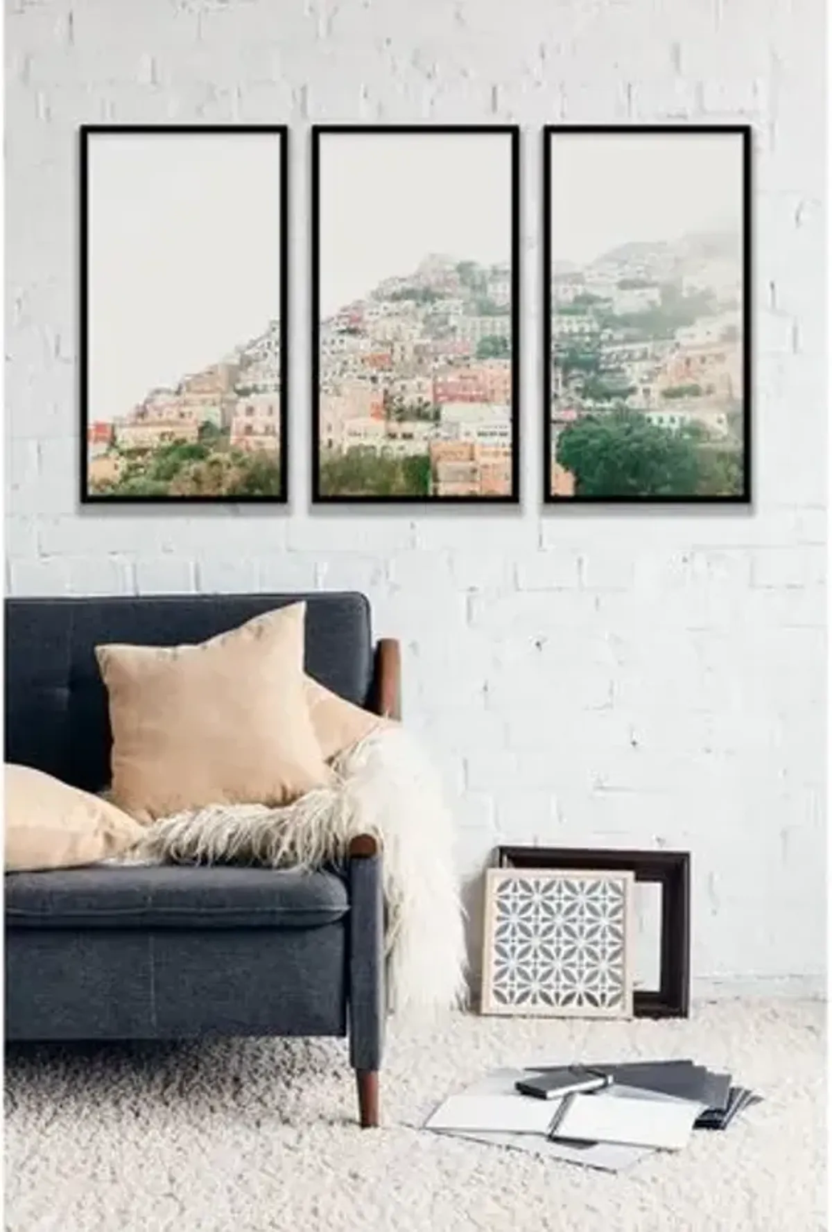 Natalie Obradovich - Terracotta Positano Triptych Photograph - Blue