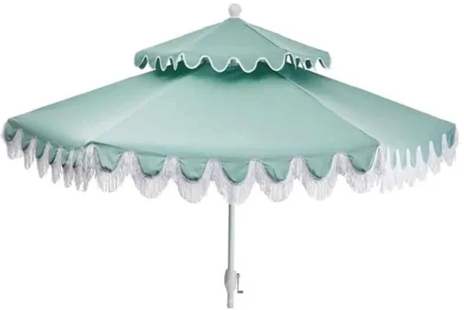 Daiana Two-Tier Fringe Patio Umbrella - Mint - Blue