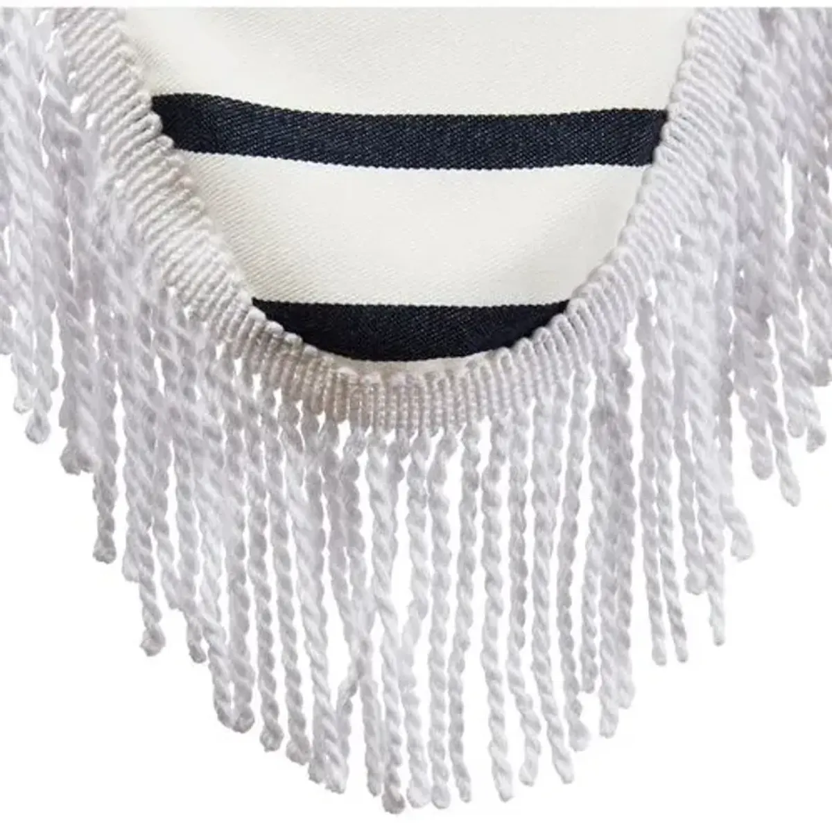 Daiana Fringe Two-Tier Patio Umbrella - Sunbrella Stripe - Blue