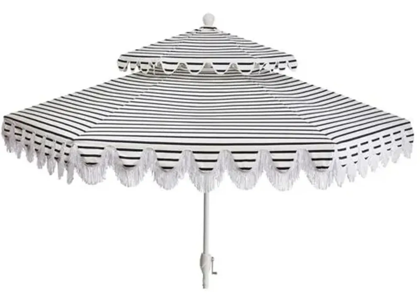 Daiana Two-Tier Patio Umbrella - Indigo Stripe - Blue