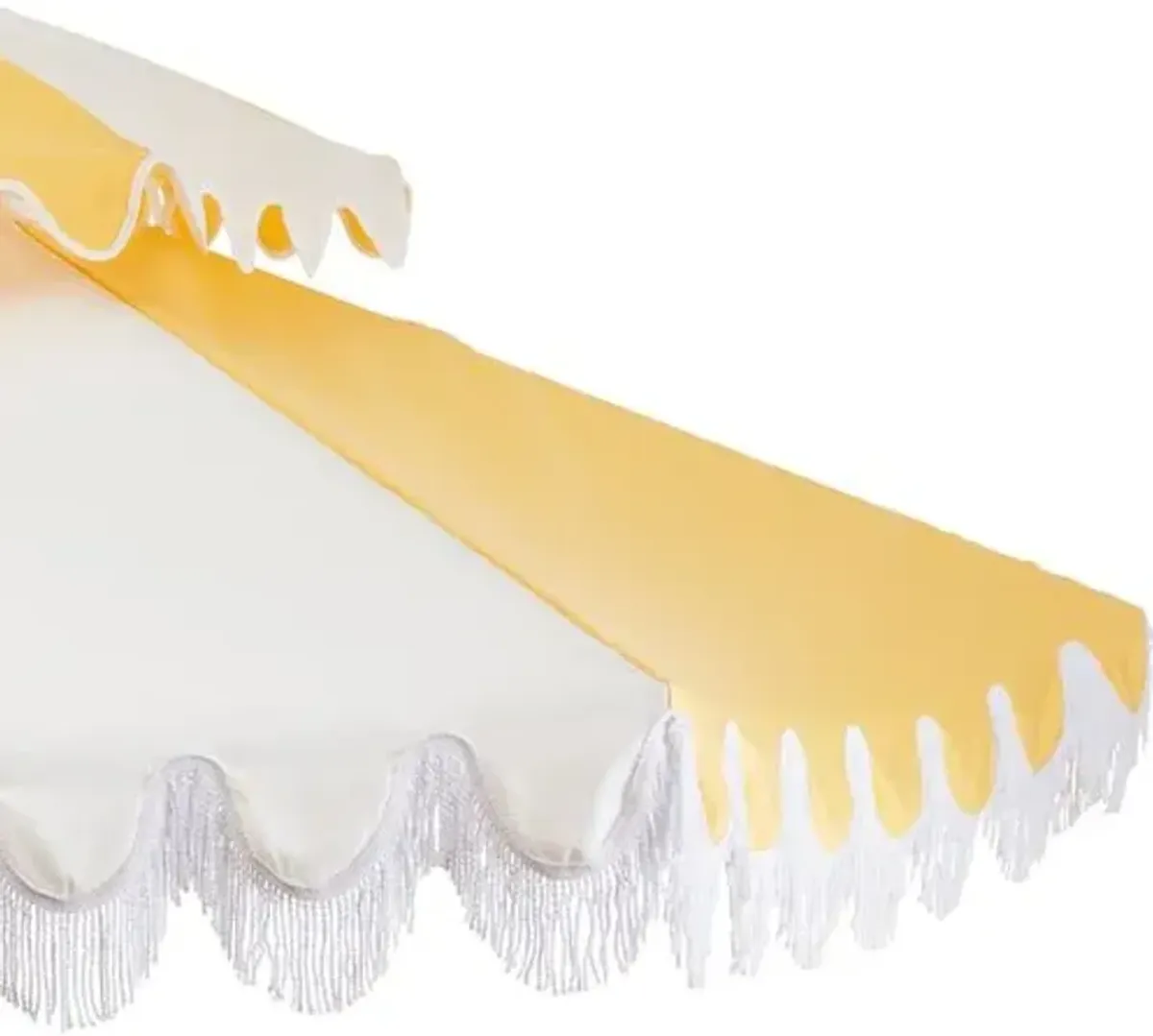 Ginny Two-Tier Fringe Patio Umbrella - Yellow/White