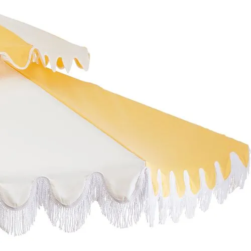 Ginny Two-Tier Fringe Patio Umbrella - Yellow/White