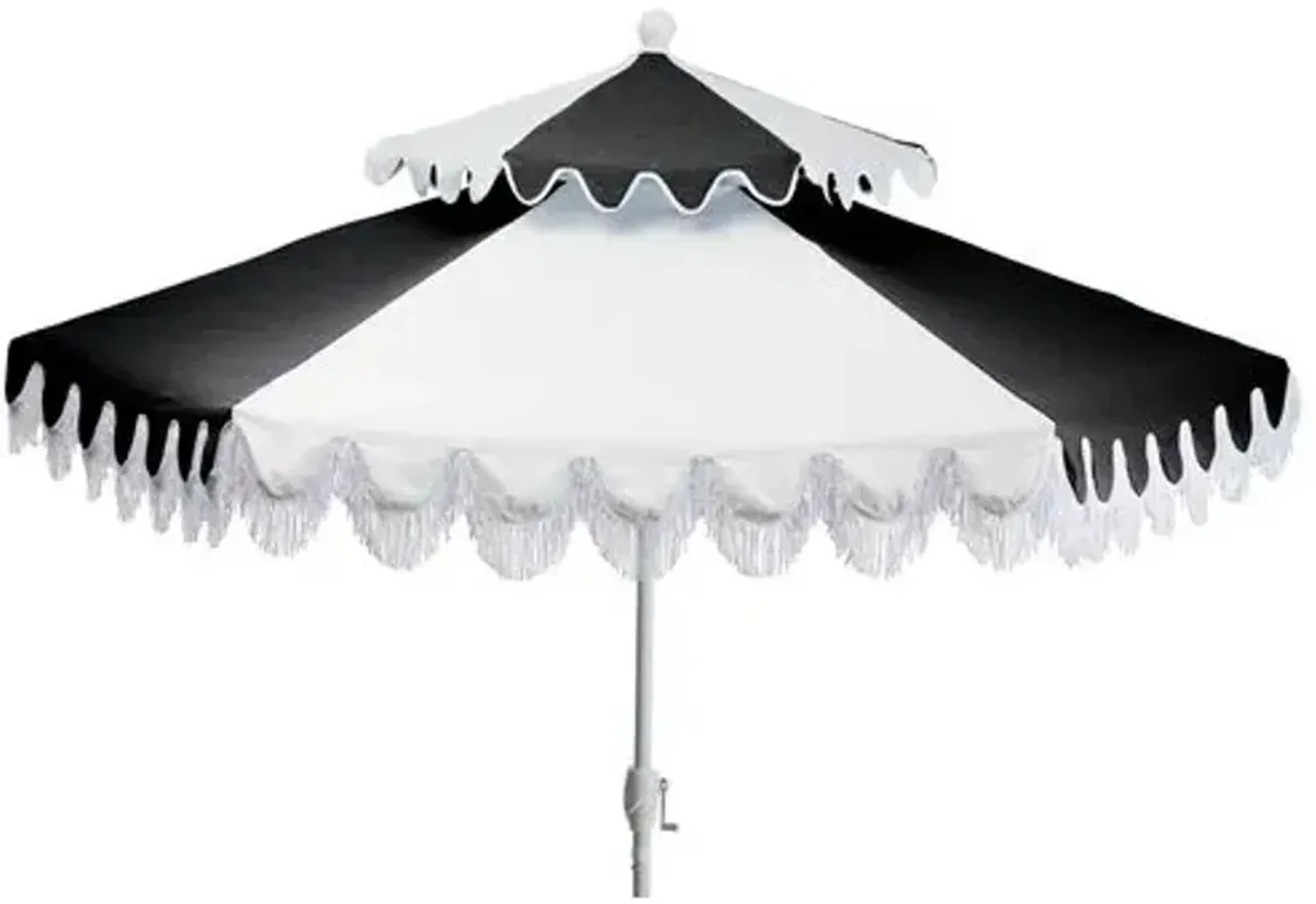 Ginny Two-Tier Patio Umbrella - Black/White