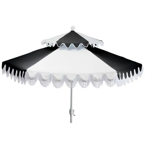 Ginny Two-Tier Patio Umbrella - Black/White